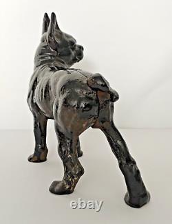 Antique Cast Iron Boston Terrier Dog Doorstop Right Facing Figure