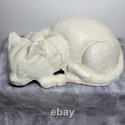 Antique Cast Iron Cat Door Stop Sleeping Cat 7 lb 11.3oz White