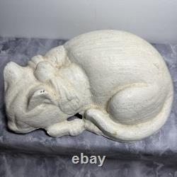 Antique Cast Iron Cat Door Stop Sleeping Cat 7 lb 11.3oz White