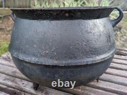 Antique Cast Iron Cauldron Pot Footed 2 Gate Marks H #12 Heavy 42Lb