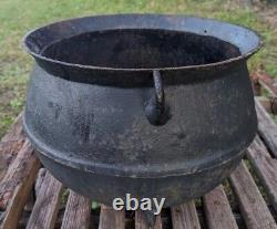 Antique Cast Iron Cauldron Pot Footed 2 Gate Marks H #12 Heavy 42Lb