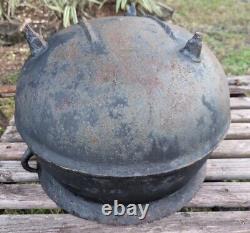 Antique Cast Iron Cauldron Pot Footed 2 Gate Marks H #12 Heavy 42Lb