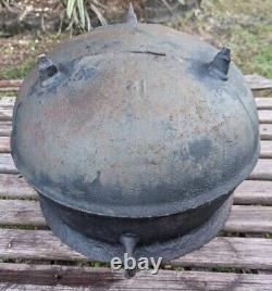 Antique Cast Iron Cauldron Pot Footed 2 Gate Marks H #12 Heavy 42Lb