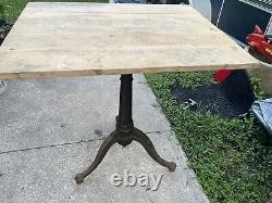 Antique Cast Iron Drafting Table Multi-Adjustable Base, Original Parts, 56lbs