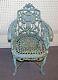 Antique Cast Iron Garden Arm Chair. Roses + Foliate. 32h X20.5w X24d. 65 Lbs