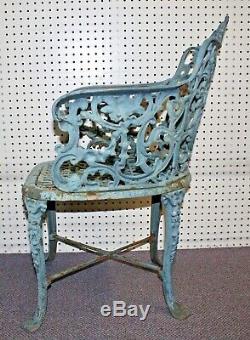 Antique Cast Iron GARDEN ARM CHAIR. Roses + Foliate. 32H x20.5W x24D. 65 lbs