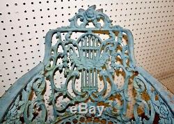 Antique Cast Iron GARDEN ARM CHAIR. Roses + Foliate. 32H x20.5W x24D. 65 lbs