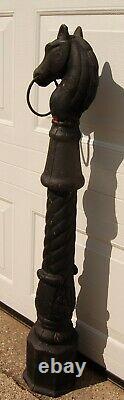 Antique Cast Iron Horse Head Hitching Post, 43 Tall, Ornate Molded Post, 50 LBS