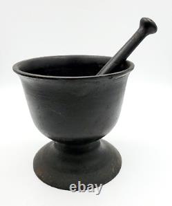 Antique Cast Iron Mortar Pestle Apothecary Heavy Large 9lb Pharmacy
