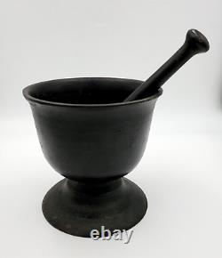 Antique Cast Iron Mortar Pestle Apothecary Heavy Large 9lb Pharmacy