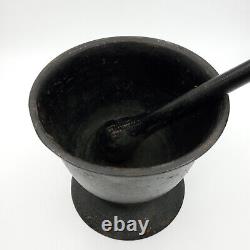 Antique Cast Iron Mortar Pestle Apothecary Heavy Large 9lb Pharmacy