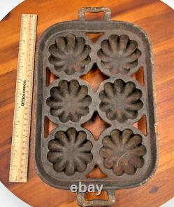 Antique Cast Iron Muffin/Pastry Pan 10 X 6' 6 Count Weighs 3 Lbs