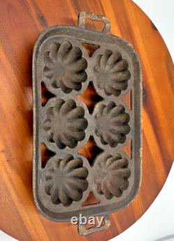 Antique Cast Iron Muffin/Pastry Pan 10 X 6' 6 Count Weighs 3 Lbs