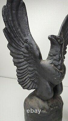 Antique Cast Iron Spread Wing Eagle Statue Ohio Bank Architectural Salvage 79 lb