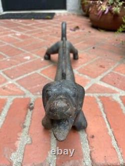 Antique Dachsund Cast Iron Weiner Dog Boot Scraper 21 Long 25 Lbs