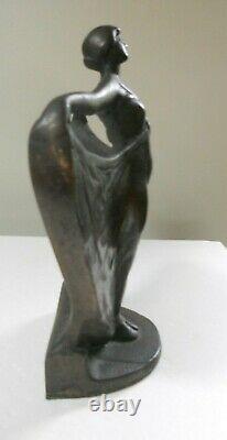 Antique Doorstop of Woman, 8.75 Tall 6 lbs, 11 oz Judd Cast Iron c1925