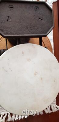 Antique English Cast Iron And White Ironstone Slab Kitchen Balance Scale Great