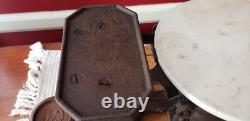 Antique English Cast Iron And White Ironstone Slab Kitchen Balance Scale Great