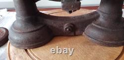 Antique English Cast Iron And White Ironstone Slab Kitchen Balance Scale Great