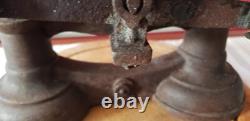 Antique English Cast Iron And White Ironstone Slab Kitchen Balance Scale Great