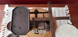 Antique English Cast Iron And White Ironstone Slab Kitchen Balance Scale Great
