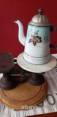 Antique English Cast Iron And White Ironstone Slab Kitchen Balance Scale Great