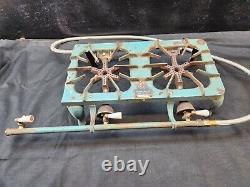 Antique GRISWOLD #203B Cast Iron Gas Hot Plate 2 Burner Stove Camp Cooktop