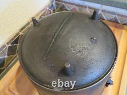 Antique Gated Cast Iron Cauldron Kettle With Bail and 4-Notch Maker's Mark