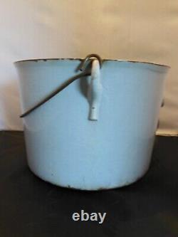 Antique Graniteware Porcelain Cast Iron 10 Qt. Cauldron Wrought Iron Range Co