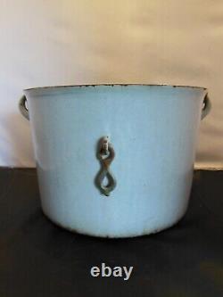 Antique Graniteware Porcelain Cast Iron 10 Qt. Cauldron Wrought Iron Range Co