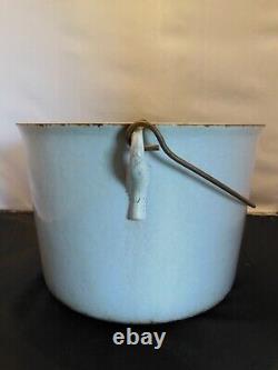 Antique Graniteware Porcelain Cast Iron 10 Qt. Cauldron Wrought Iron Range Co