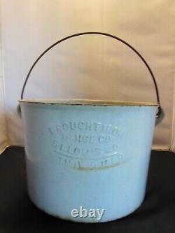 Antique Graniteware Porcelain Cast Iron 10 Qt. Cauldron Wrought Iron Range Co