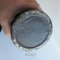 Antique Heavy Cast Iron Urn Jar Vessel w Lid Over 6 LBS