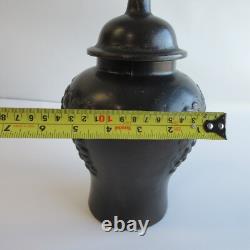 Antique Heavy Cast Iron Urn Jar Vessel w Lid Over 6 LBS