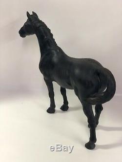 Antique Hubley Cast Iron Black 12 Horse Statue Figurine Door Stop Heavy 6 lbs
