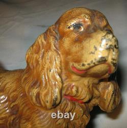 Antique Hubley Solid Cast Iron Tan Cocker Spaniel Dog Statue Door Doorstop 5 Lb