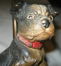 Antique Hubley USA Cast Iron Boston Terrier Dog Statue Art Lamp 6 Lb. Doorstop