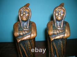 Antique Indian Native American The Chief bookends cast iron, 8 inches, 4 lbs