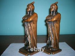 Antique Indian Native American The Chief bookends cast iron, 8 inches, 4 lbs