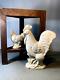 Antique Large 13 Heavy 14lb Monumental Cast Iron Garden Rooster & Chicken (5f)