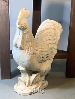 Antique Large 13 Heavy 14lb Monumental Cast Iron Garden Rooster & Chicken (5F)