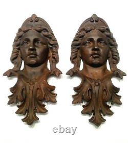 Antique Large 20´´ & 40 Lbs Iron Woman Athena Goddess Face Wall Art Garden Gate