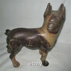 Antique Left Facing 10 Hubley USA 8 Lb. Boston Terrier Cast Iron Dog Doorstop