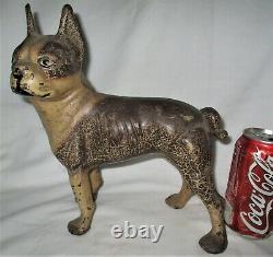 Antique Left Facing 10 Hubley USA 8 Lb. Boston Terrier Cast Iron Dog Doorstop