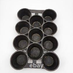 Antique No. 10 B Cast Iron Muffin Popover Pan With 11 Forms