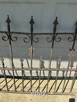 Antique Ornate Victorian Cast Iron Newel Fence Post & Architectural Fence