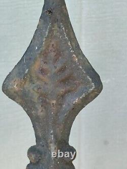 Antique Ornate Victorian Cast Iron Newel Fence Post & Architectural Fence