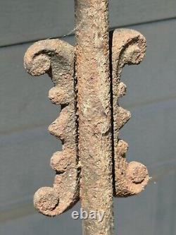 Antique Ornate Victorian Cast Iron Newel Fence Post & Architectural Fence