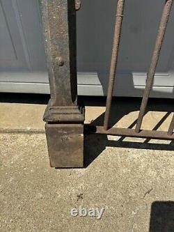 Antique Ornate Victorian Cast Iron Newel Fence Post & Architectural Fence