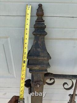 Antique Ornate Victorian Cast Iron Newel Fence Post & Architectural Fence